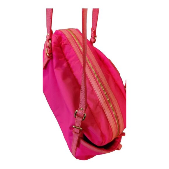 Kate Spade Pink/Fuchsia Purse Handbag Double Strap Short Drop Faux Leather Trim - Picture 2 of 16